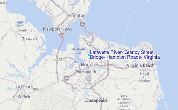 Lafayette River, Granby Street Bridge, Hampton Roads, Virginia Tide Station Location Map