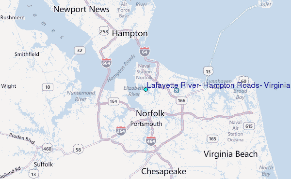 Lafayette River, Hampton Roads, Virginia Tide Station Location Map