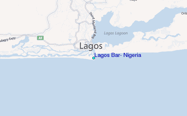Lagos Bar, Nigeria Tide Station Location Map