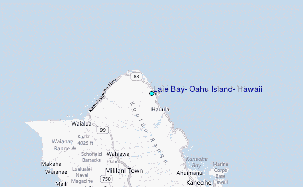 Laie Bay, Oahu Island, Hawaii Tide Station Location Map