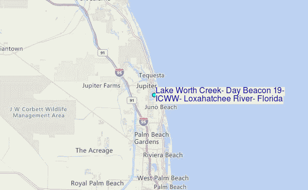Lake Worth Creek, Day Beacon 19, ICWW, Loxahatchee River, Florida Tide Station Location Map