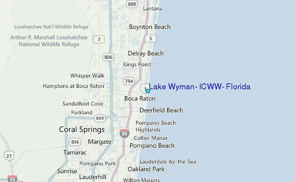 Lake Wyman, ICWW, Florida Tide Station Location Map