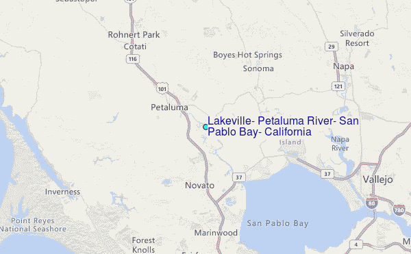 Lakeville, Petaluma River, San Pablo Bay, California Tide Station Location Map
