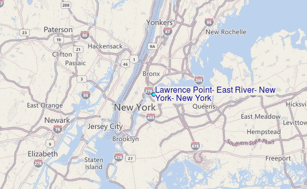 Lawrence Point, East River, New York, New York Tide Station Location Map