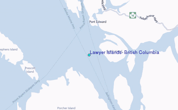 Lawyer Islands, British Columbia Tide Station Location Map