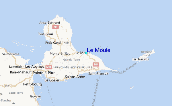 Le Moule Tide Station Location Map