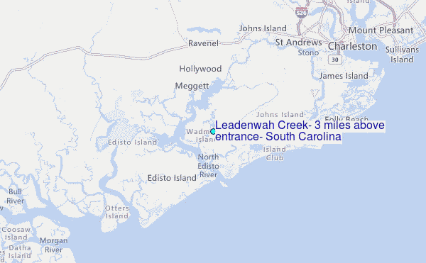 Leadenwah Creek, 3 miles above entrance, South Carolina Tide Station Location Map