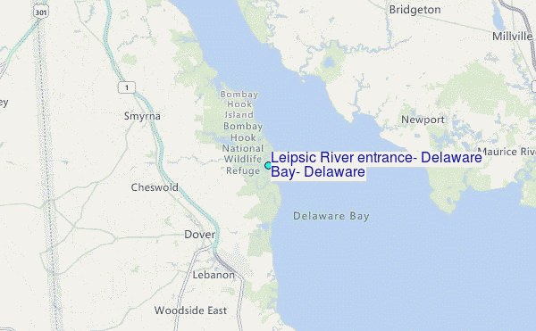 Leipsic River entrance, Delaware Bay, Delaware Tide Station Location Map