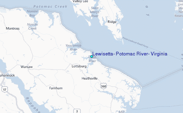 Lewisetta, Potomac River, Virginia Tide Station Location Map