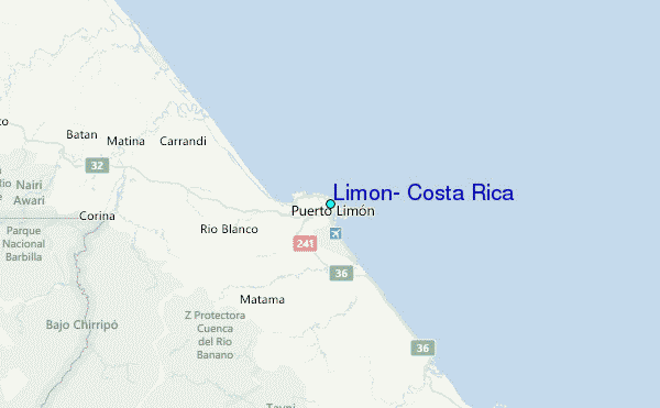 Limon, Costa Rica Tide Station Location Map