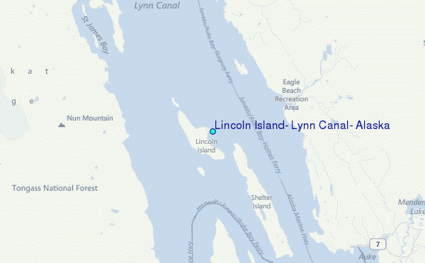 Lincoln Island, Lynn Canal, Alaska Tide Station Location Map