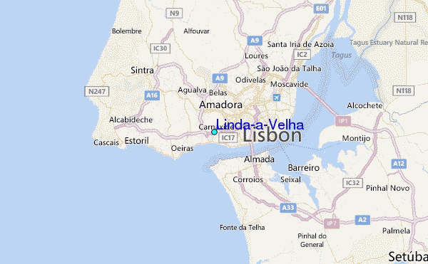 Linda-a-Velha Tide Station Location Map