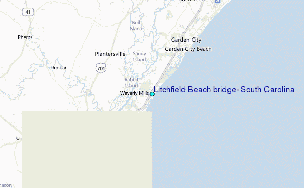 Litchfield Beach bridge, South Carolina Tide Station Location Map