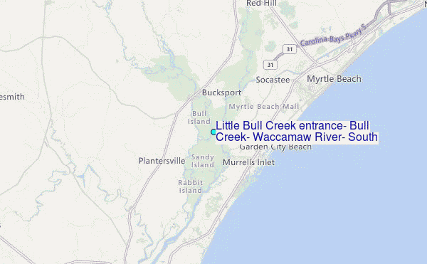 Little Bull Creek entrance, Bull Creek, Waccamaw River, South Carolina Tide Station Location Map