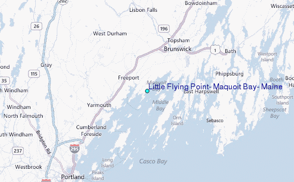 Little Flying Point, Maquoit Bay, Maine Tide Station Location Map
