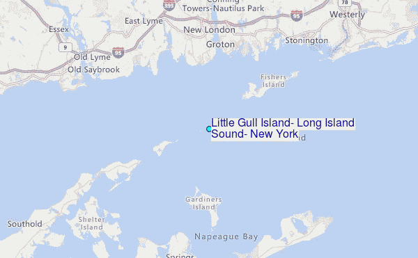 Little Gull Island, Long Island Sound, New York Tide Station Location Map