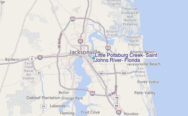 Little Pottsburg Creek, Saint Johns River, Florida Tide Station Location Map