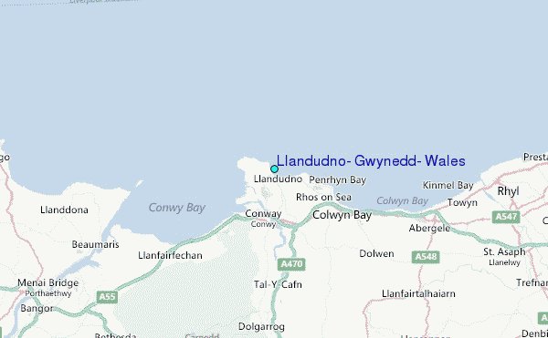 Llandudno, Gwynedd, Wales Tide Station Location Map