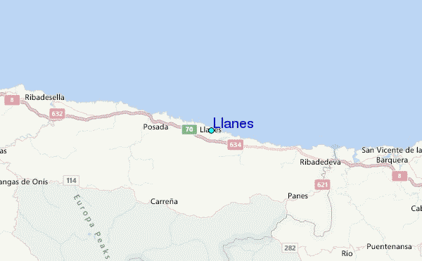 Llanes Tide Station Location Map
