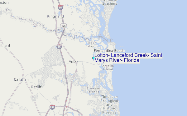 Lofton, Lanceford Creek, Saint Marys River, Florida Tide Station Location Map