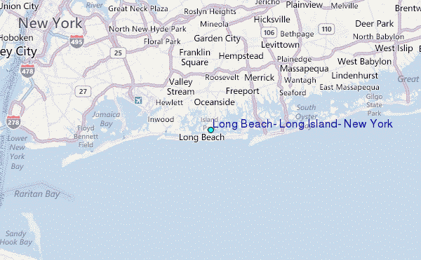 Long Beach, Long Island, New York Tide Station Location Map