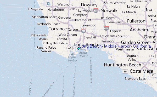 Long Beach, Middle Harbor, California Tide Station Location Map