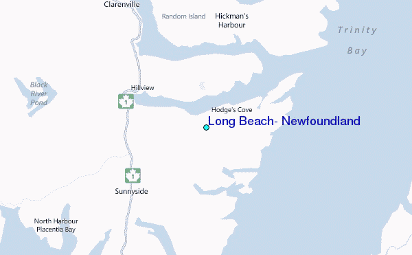 Long Beach, Newfoundland Tide Station Location Map