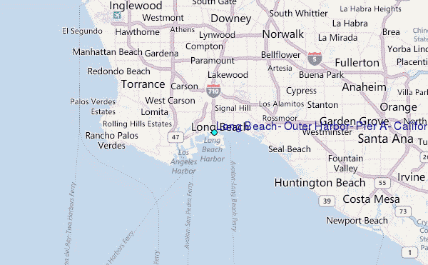 Long Beach, Outer Harbor, Pier A, California Tide Station Location Map