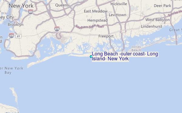 Long Beach (outer coast), Long Island, New York Tide Station Location Map