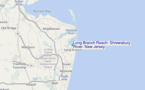Long Branch Reach, Shrewsbury River, New Jersey Tide Station Location Map