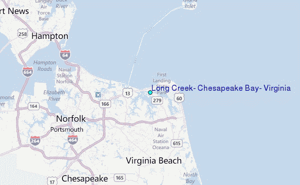 Long Creek, Chesapeake Bay, Virginia Tide Station Location Map