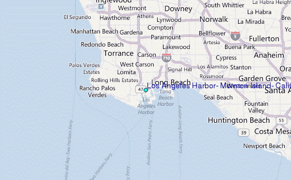 Los Angeles Harbor, Mormon Island, California Tide Station Location Map