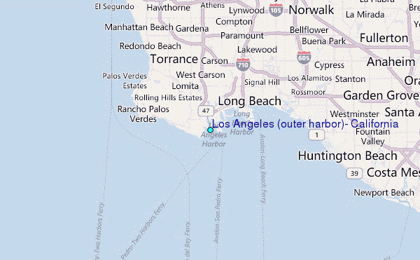 Los Angeles (outer harbor), California Tide Station Location Map