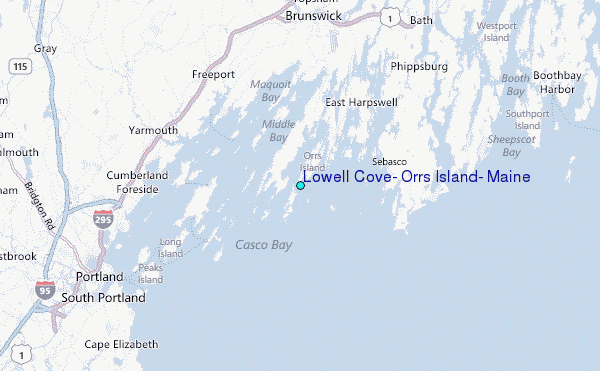 Lowell Cove, Orrs Island, Maine Tide Station Location Map