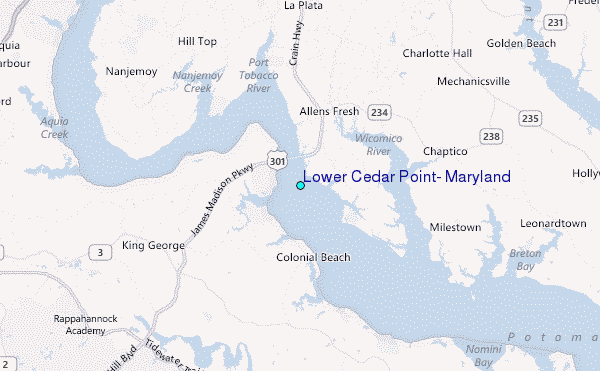 Lower Cedar Point, Maryland Tide Station Location Map