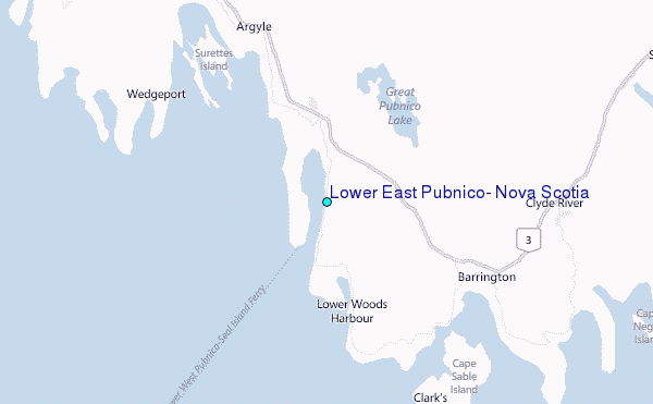 Lower East Pubnico, Nova Scotia Tide Station Location Map