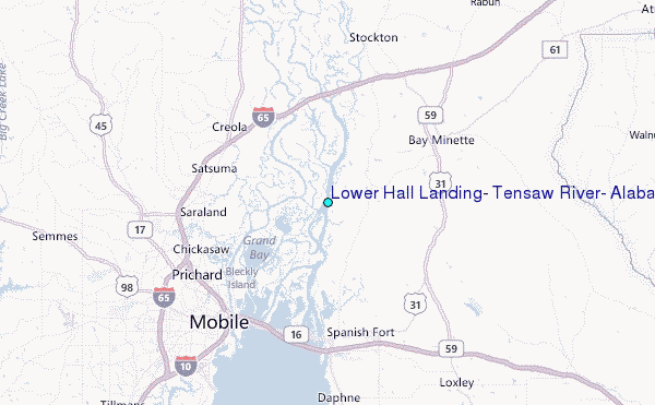 Lower Hall Landing, Tensaw River, Alabama Tide Station Location Map