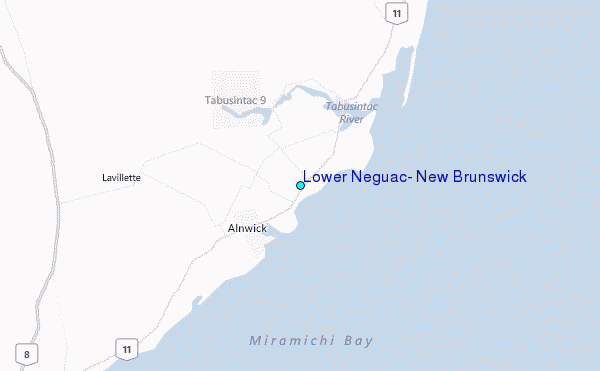 Lower Neguac, New Brunswick Tide Station Location Map
