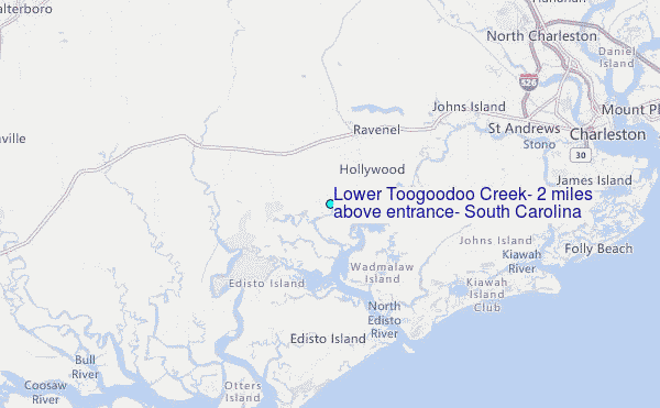 Lower Toogoodoo Creek, 2 miles above entrance, South Carolina Tide Station Location Map