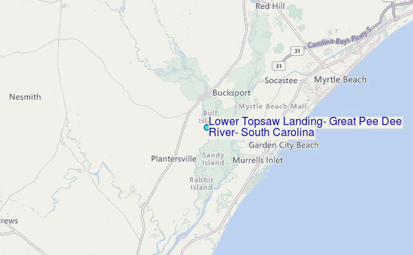 Lower Topsaw Landing, Great Pee Dee River, South Carolina Tide Station Location Map