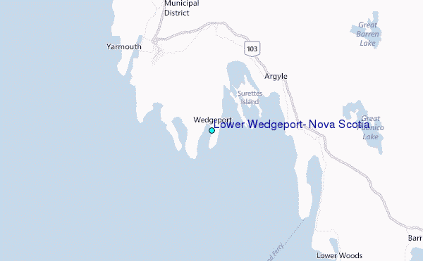 Lower Wedgeport, Nova Scotia Tide Station Location Map