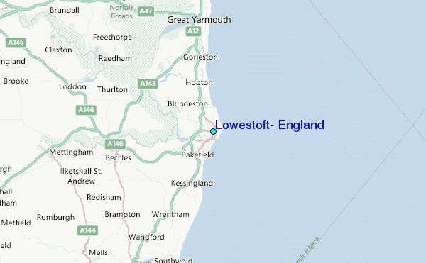 Lowestoft, England Tide Station Location Map