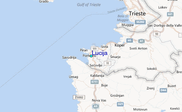 Lucija Tide Station Location Map