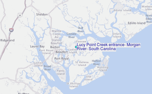 Lucy Point Creek entrance, Morgan River, South Carolina Tide Station Location Map