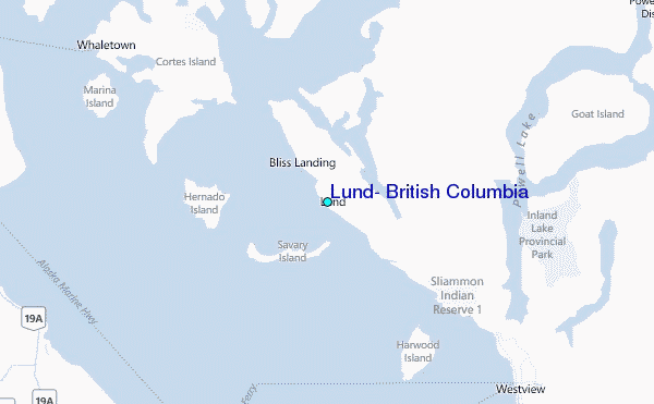 Lund, British Columbia Tide Station Location Map