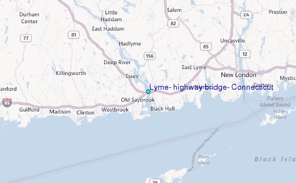 Lyme, highway bridge, Connecticut Tide Station Location Map