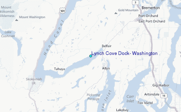 Lynch Cove Dock, Washington Tide Station Location Map