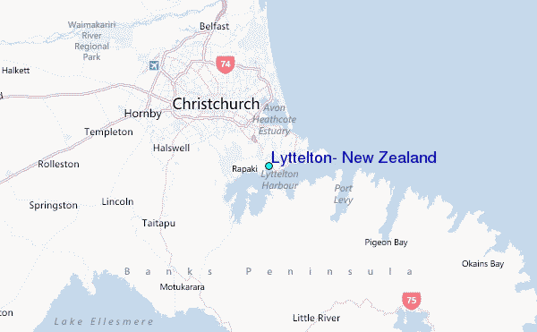 Lyttelton, New Zealand Tide Station Location Map