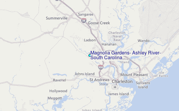 Magnolia Gardens, Ashley River, South Carolina Tide Station Location Map