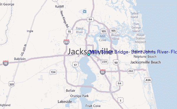 Main Street Bridge, St Johns River, Florida Tide Station Location Map